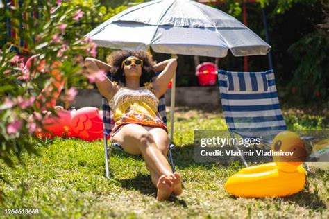 Sunbathing Wife Garden Play: Close